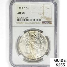 1923-D Silver Peace Dollar NGC AU58