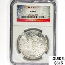 1878-S Morgan Silver Dollar NGC MS64