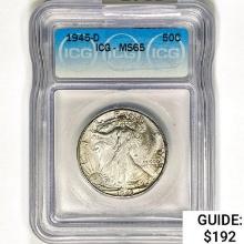 1945-D Walking Liberty Half Dollar ICG MS65