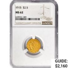 1915 $2.50 Gold Quarter Eagle NGC MS62