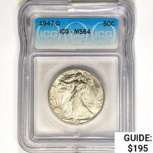 1947-D Walking Liberty Half Dollar ICG MS64