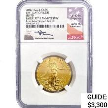 2016 US .50oz Gold $25 Eagle NGC MS70 1st Issue