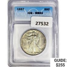 1937 Walking Liberty Half Dollar ICG MS63