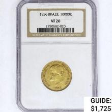 1856 10000R .26oz Brazil Gold NGC VF20