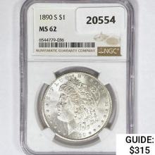 1890-S Morgan Silver Dollar NGC MS62