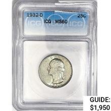 1932-D Washington Silver Quarter ICG MS60