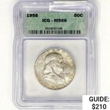 1958 Franklin Half Dollar ICG MS66