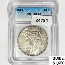 1928 Silver Peace Dollar ICG MS63