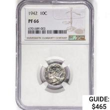 1942 Mercury Silver Dime NGC PF66