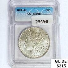 1883-O Morgan Silver Dollar ICG MS65