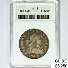 1801 Draped Bust Half Dollar ANACS F15