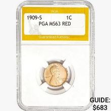 1909-S Wheat Cent PGA MS63 RED