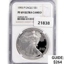 1993-P American Silver Eagle NGC PF69 UC