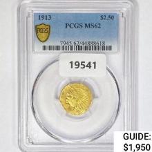 1913 $2.50 Gold Quarter Eagle PCGS MS62