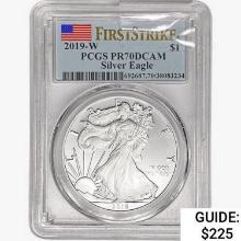 2019-W American 1oz SILV Eagle PCGS PR70 DCAM