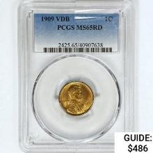 1909 VDB Wheat Cent PCGS MS65 RD