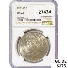 1923-D Silver Peace Dollar NGC MS61