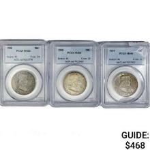 [3] Franklin Half Dollars PCGS MS66 1957-1958