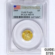 2009 $5 1/10 oz American Gold Eagle PCGS MS70