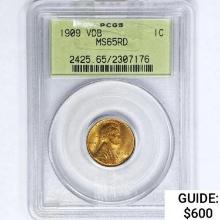 1909 VDB Wheat Cent PCGS MS65 RD