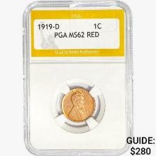 1919-D Wheat Cent PGA MS62 RED