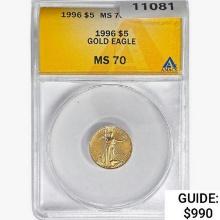 1996 $5 American Gold Eagle ANACS MS70