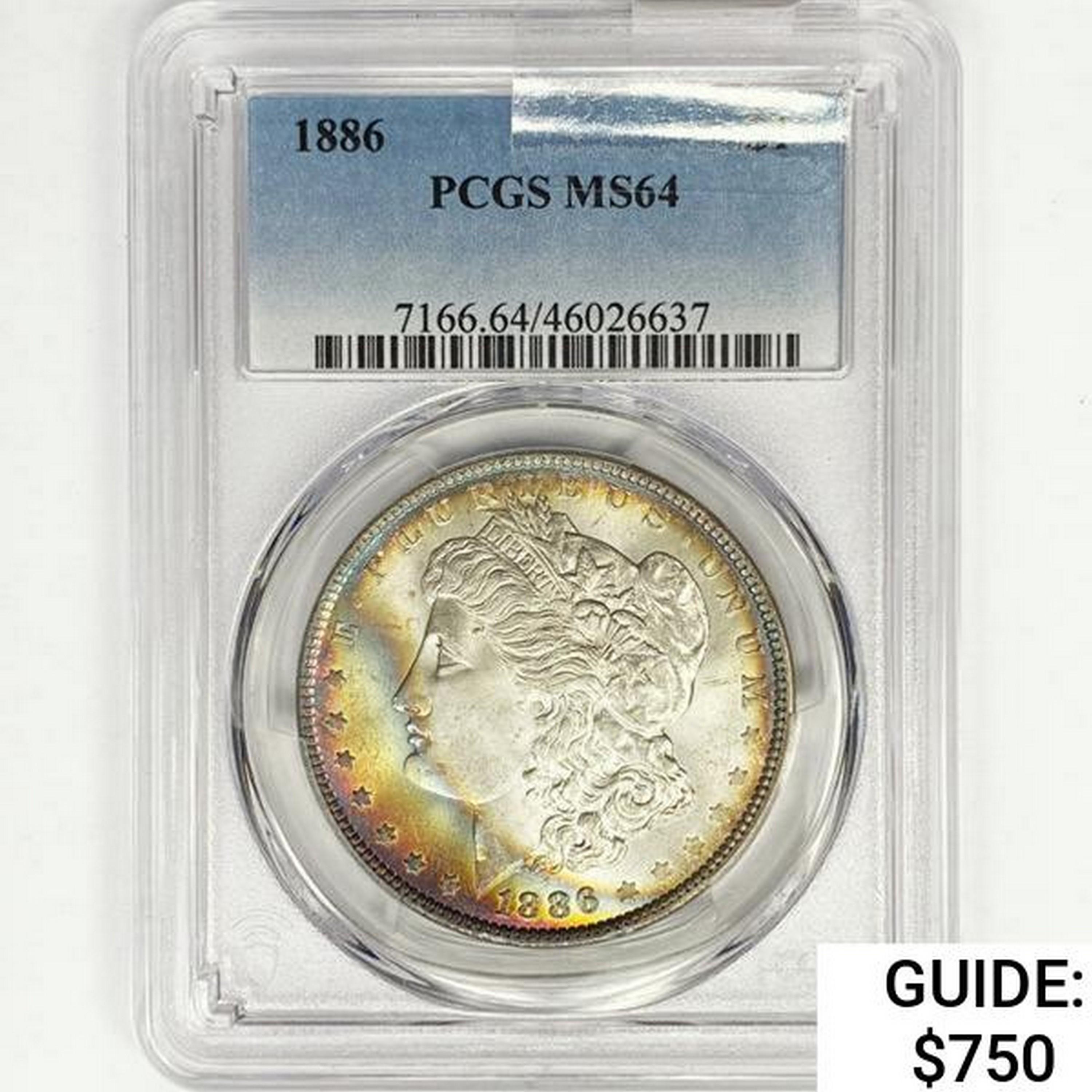 1886 Morgan Silver Dollar PCGS MS64