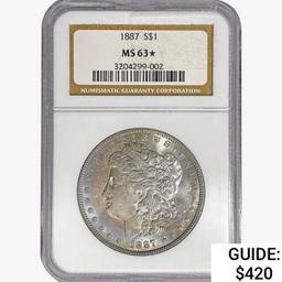 1887 Morgan Silver Dollar NGC MS63*