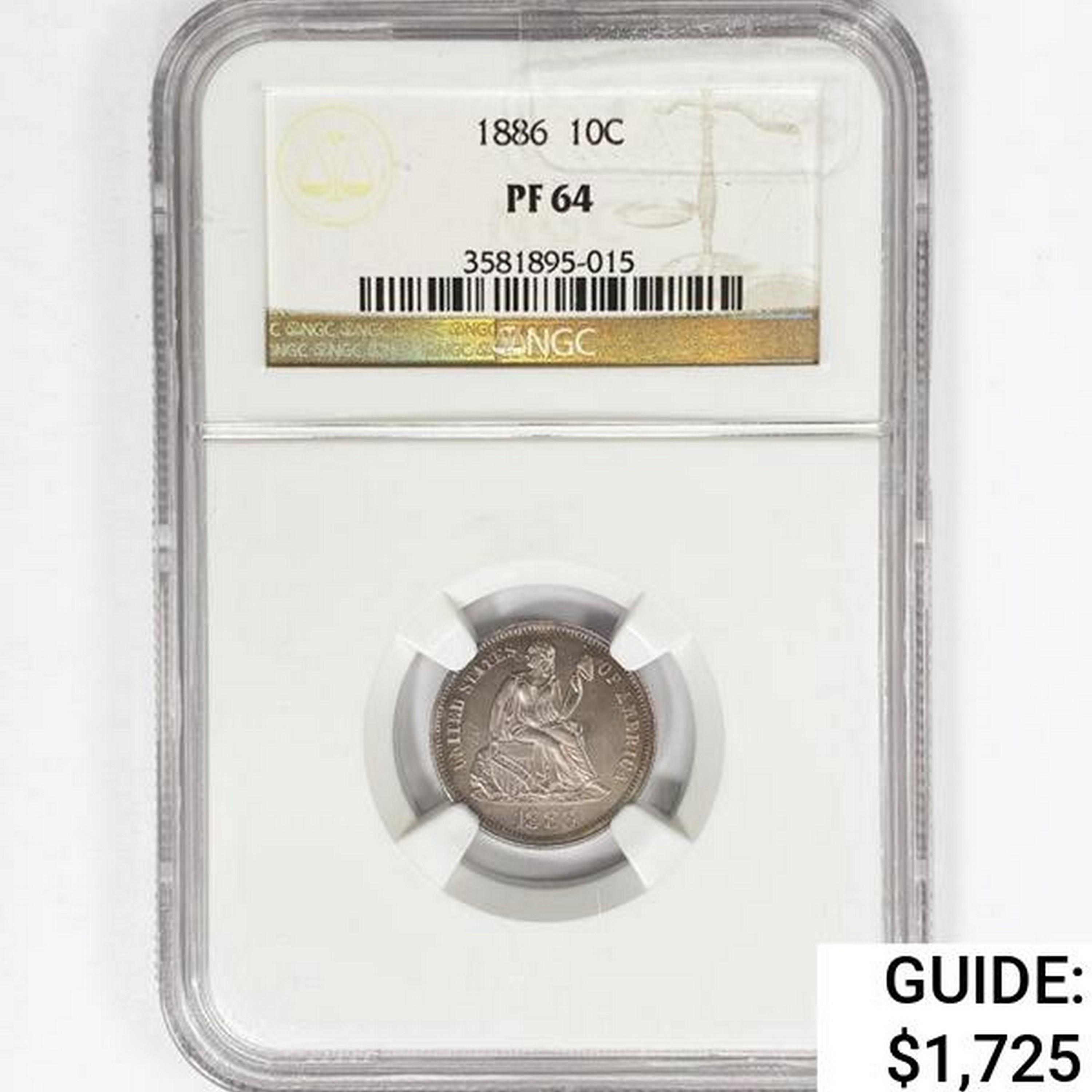 1886 Seated Liberty Dime NGC PF64+