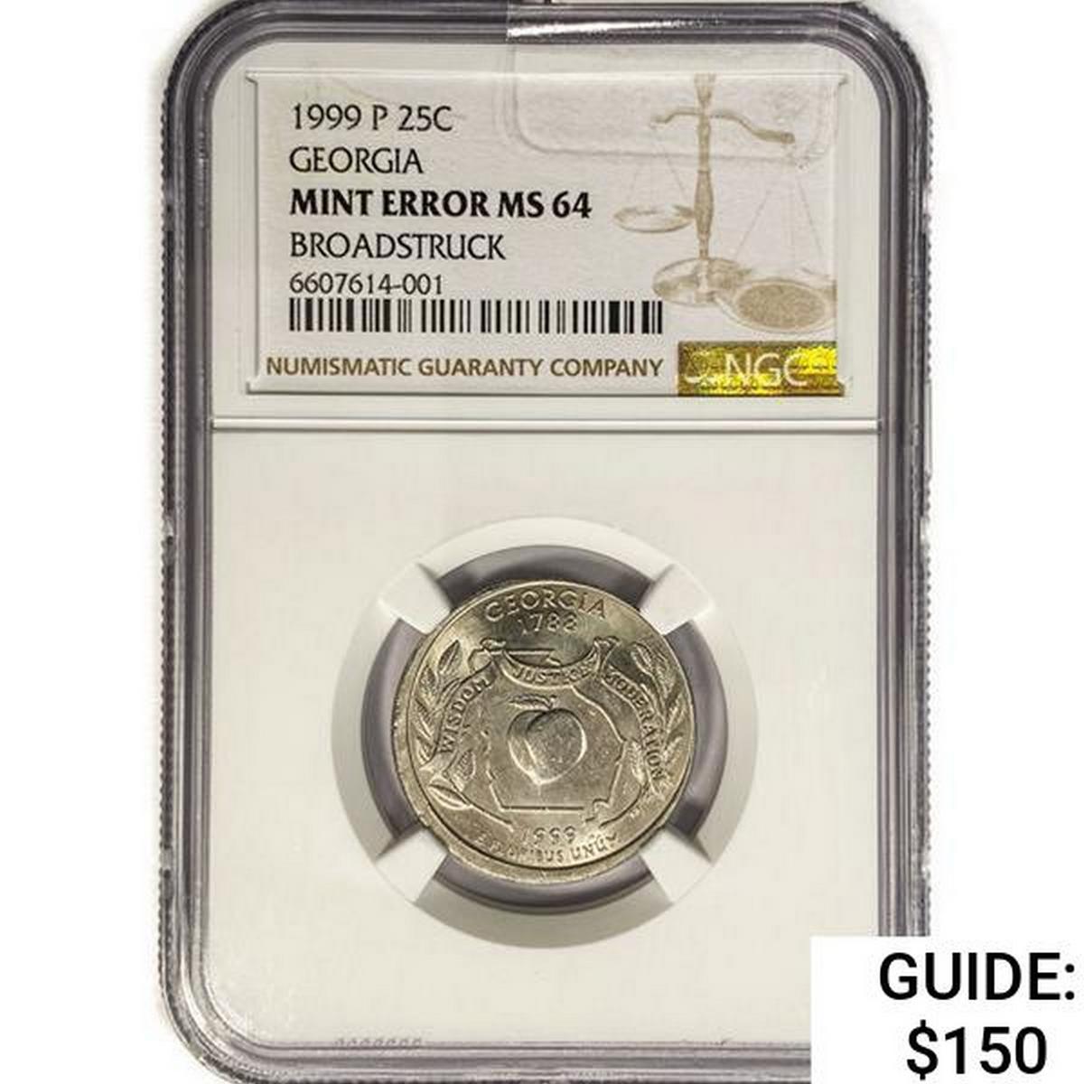 1999-P Georgia State 25C NGC MS64 Mint Error Broad