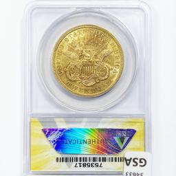 1879 $20 Gold Double Eagle ANACS AU58