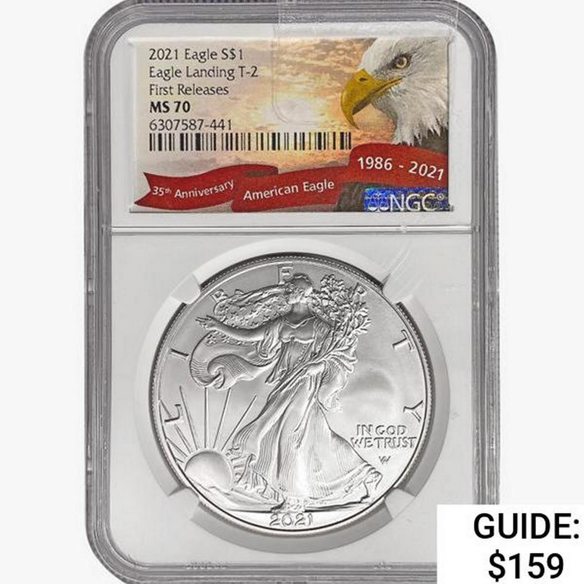 2021 Silver Eagle NGC MS70 Eagle Landing T-2