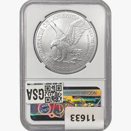 2021 Silver Eagle NGC MS70 Eagle Landing T-2