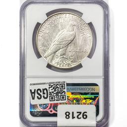 1923-D Silver Peace Dollar NGC AU58