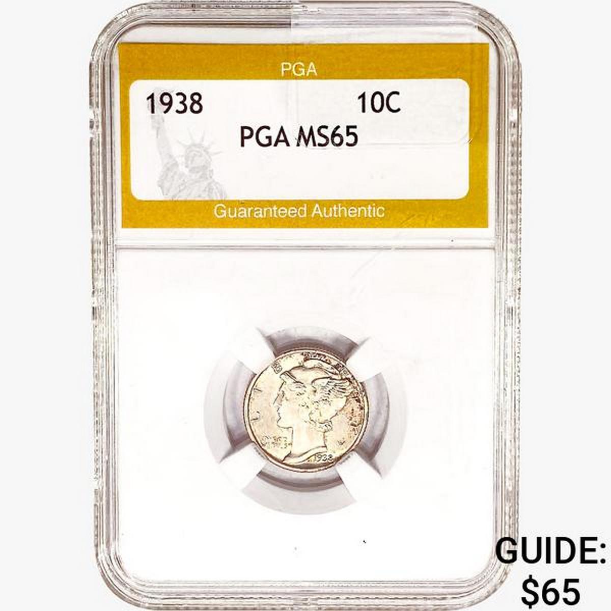 1938 Mercury Silver Dime PGA MS65