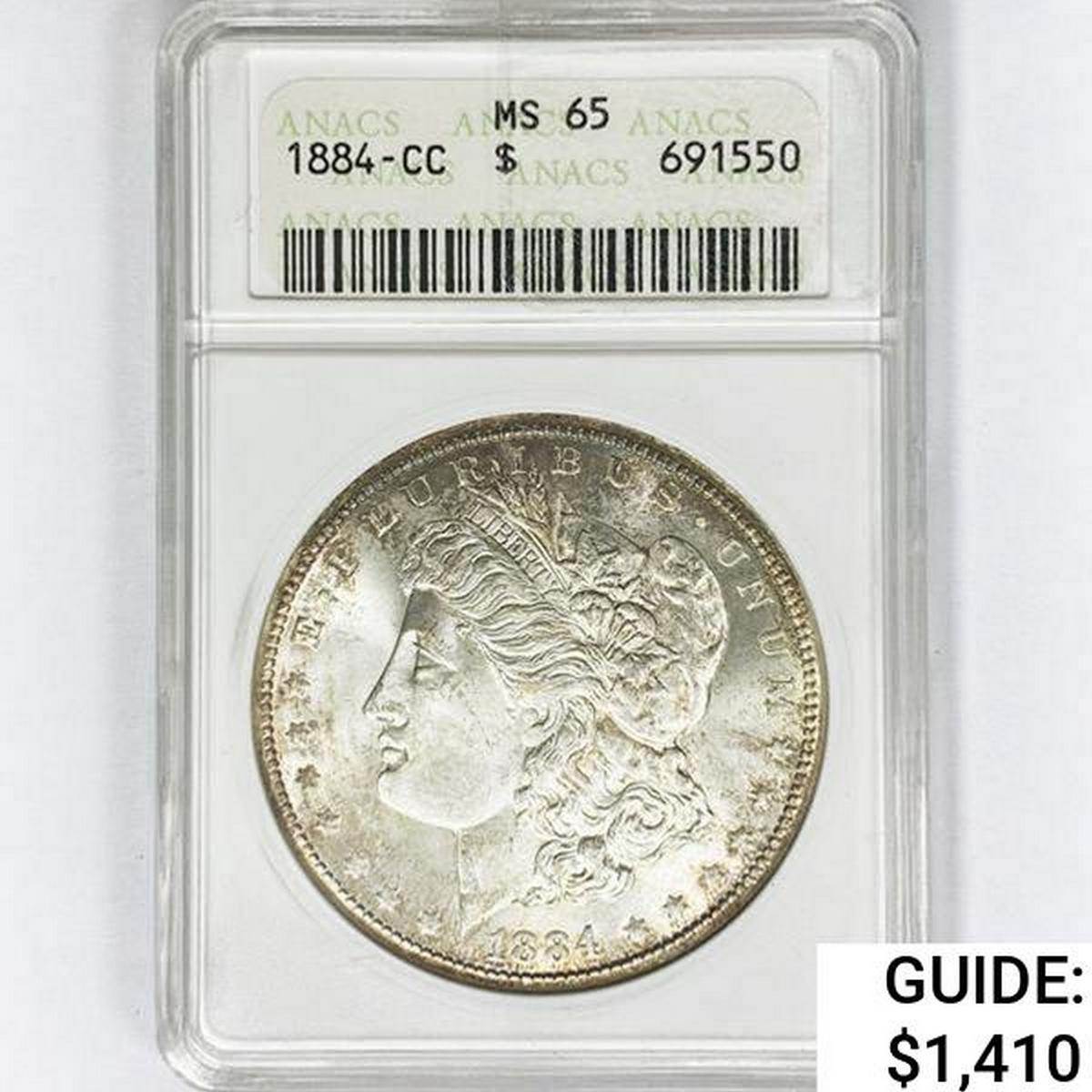 1884-CC Morgan Silver Dollar ANACS MS65