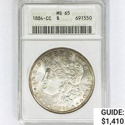 1884-CC Morgan Silver Dollar ANACS MS65