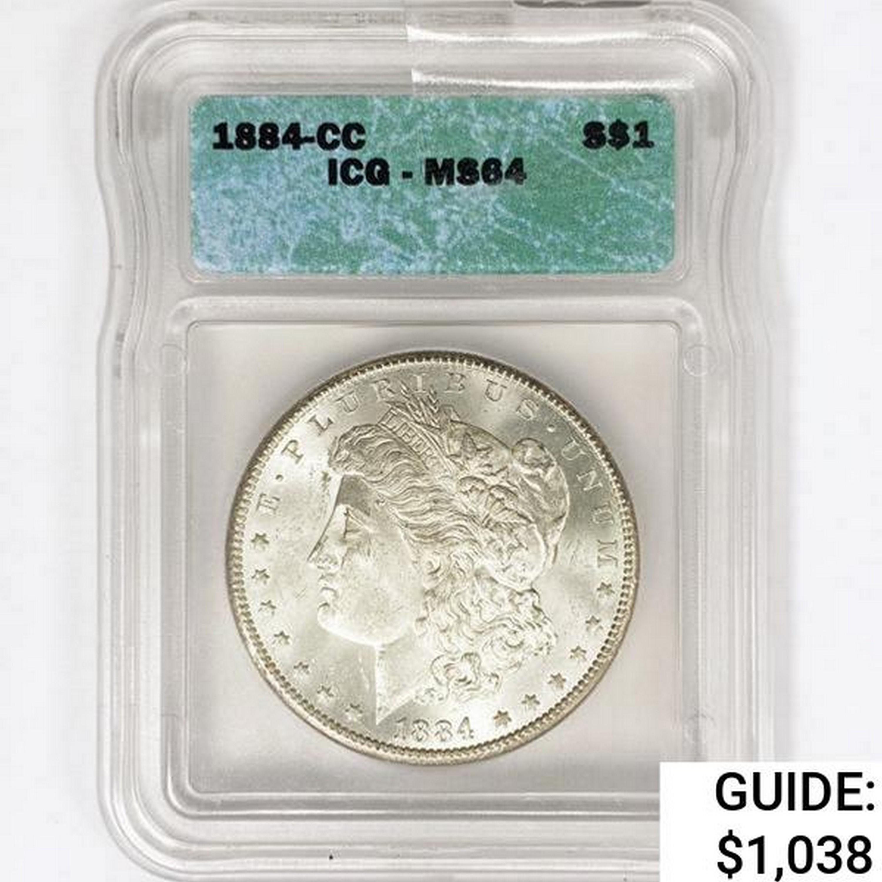 1884-CC Morgan Silver Dollar ICG MS64