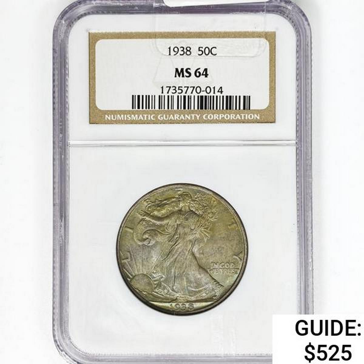 1938 Walking Liberty Half Dollar NGC MS64