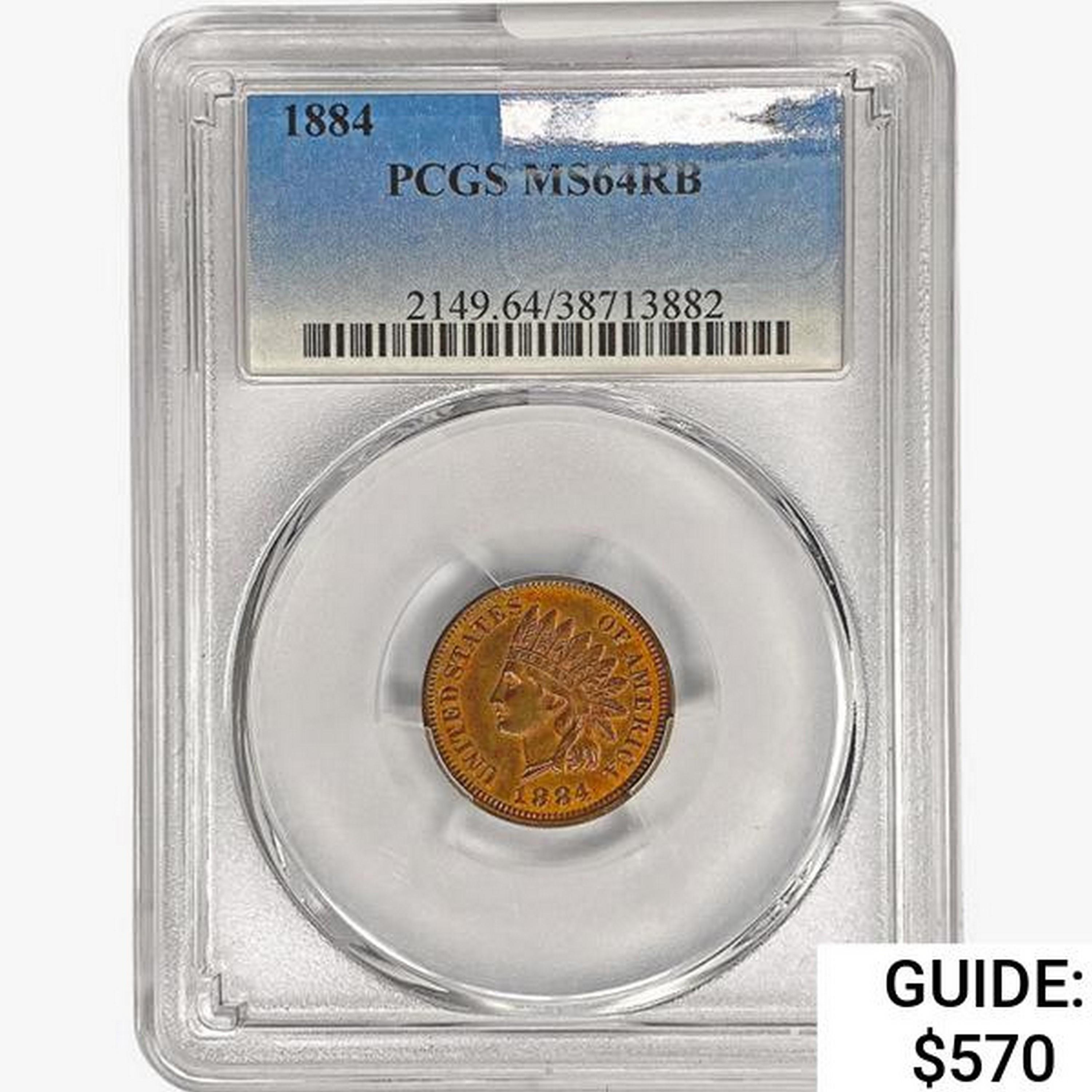 1884 Indian Head Cent PCGS MS64 RB