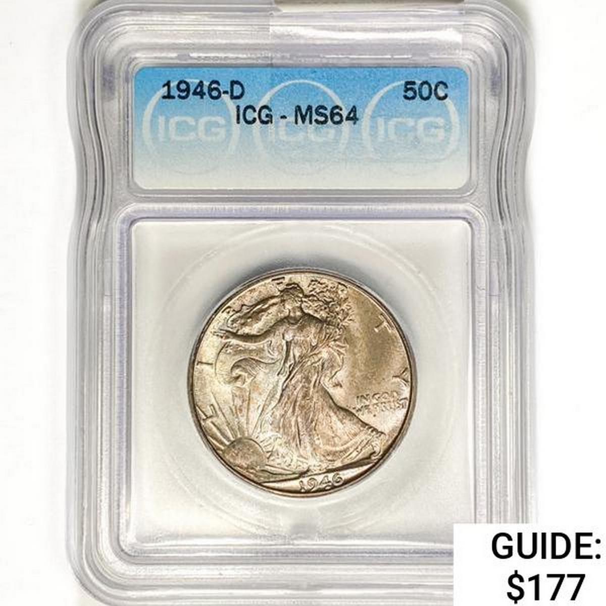 1946-D Walking Liberty Half Dollar ICG MS64