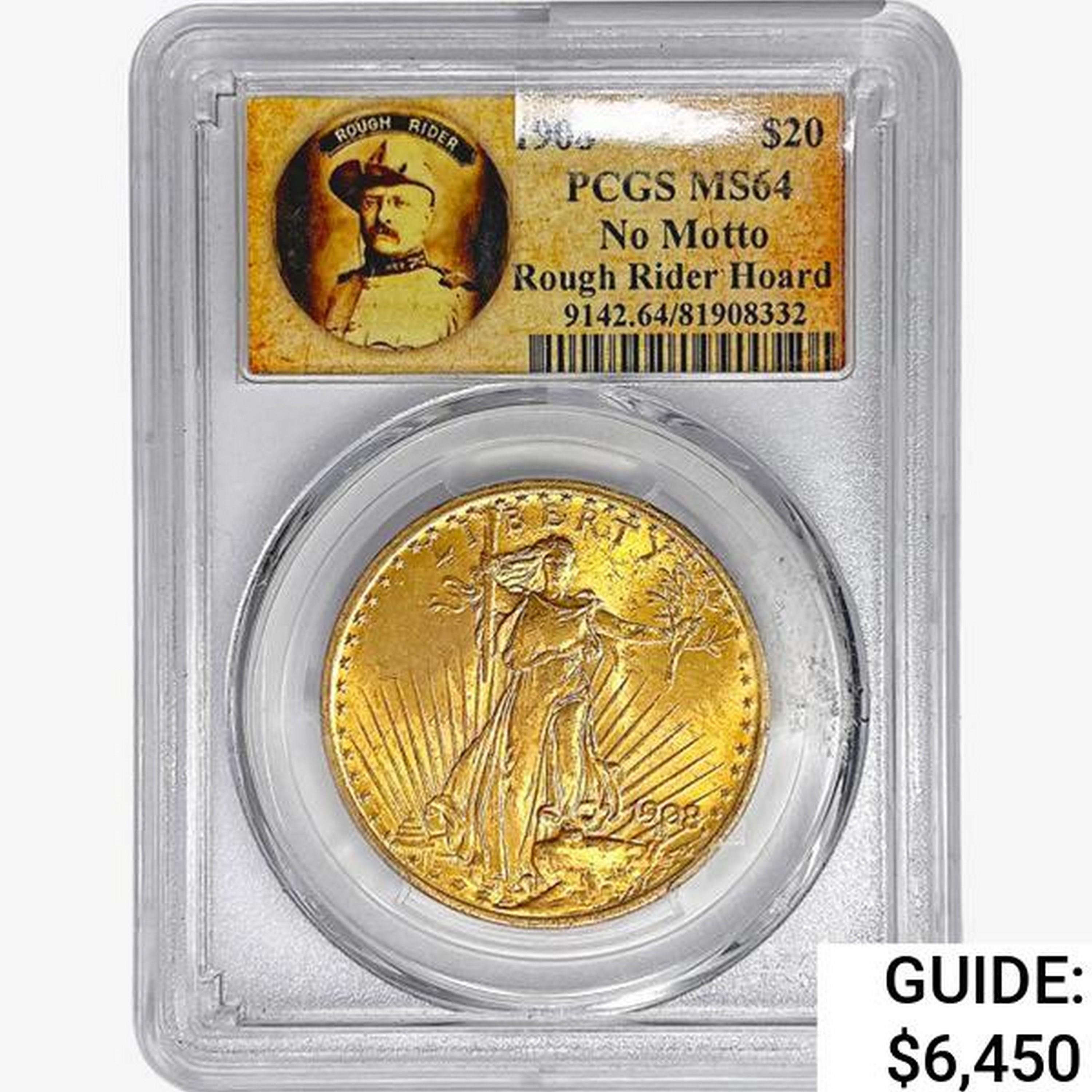 1908 $20 Gold Double Eagle PCGS MS64 No Motto