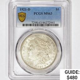 1921-D Morgan Silver Dollar PCGS MS63