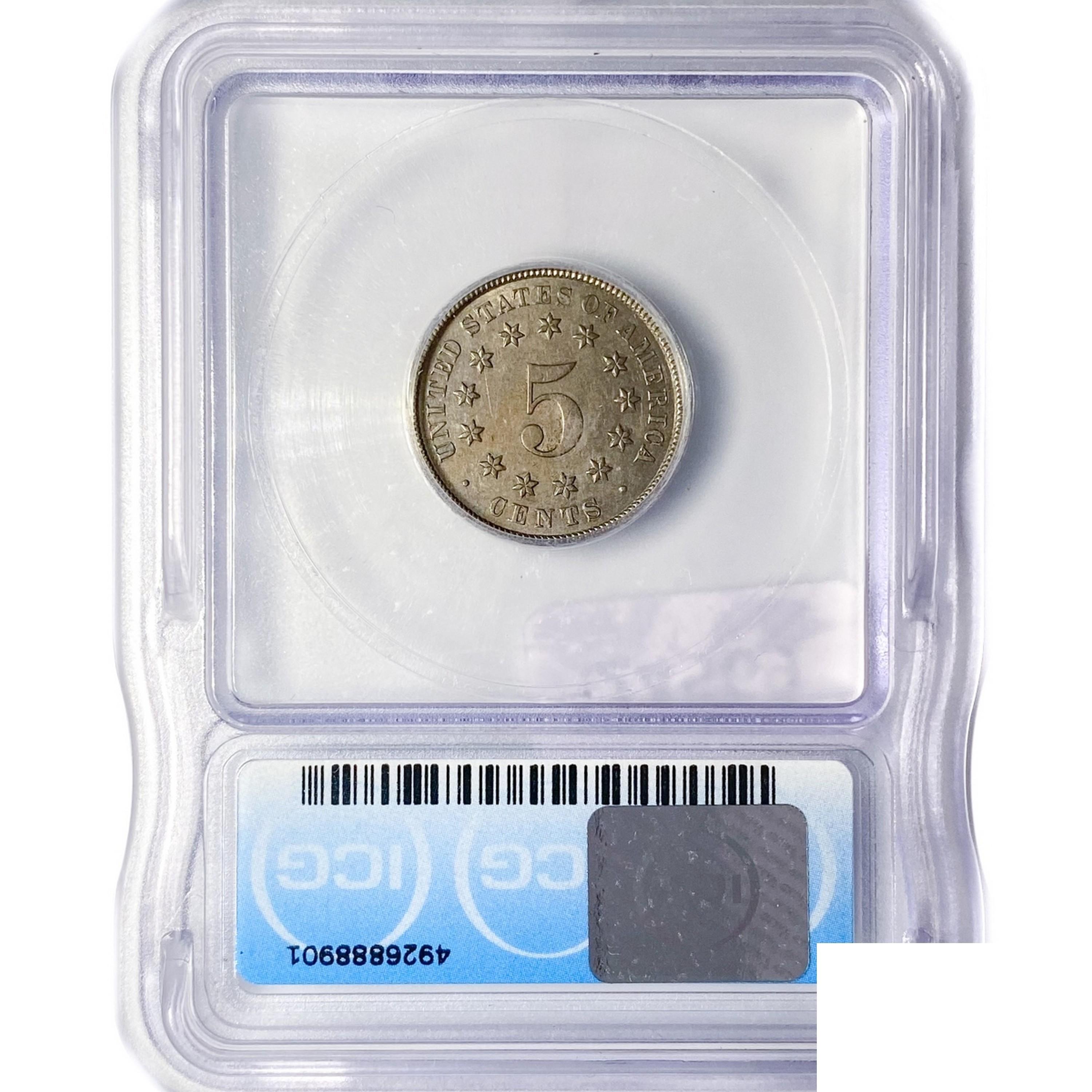 1883 Shield Nickel ICG AU58