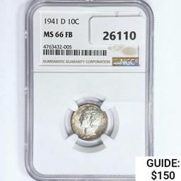 1941-D Mercury Silver Dime NGC MS66 FB