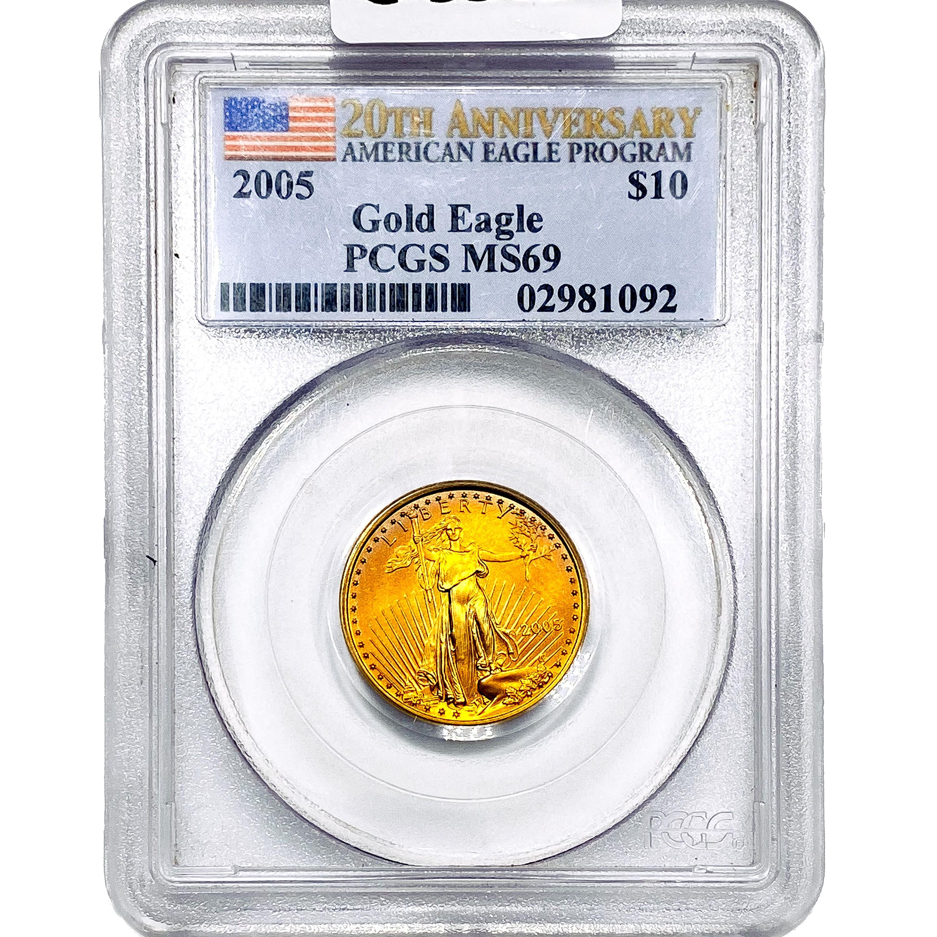 2005 US .25oz Gold $10 Eagle PCGS MS69