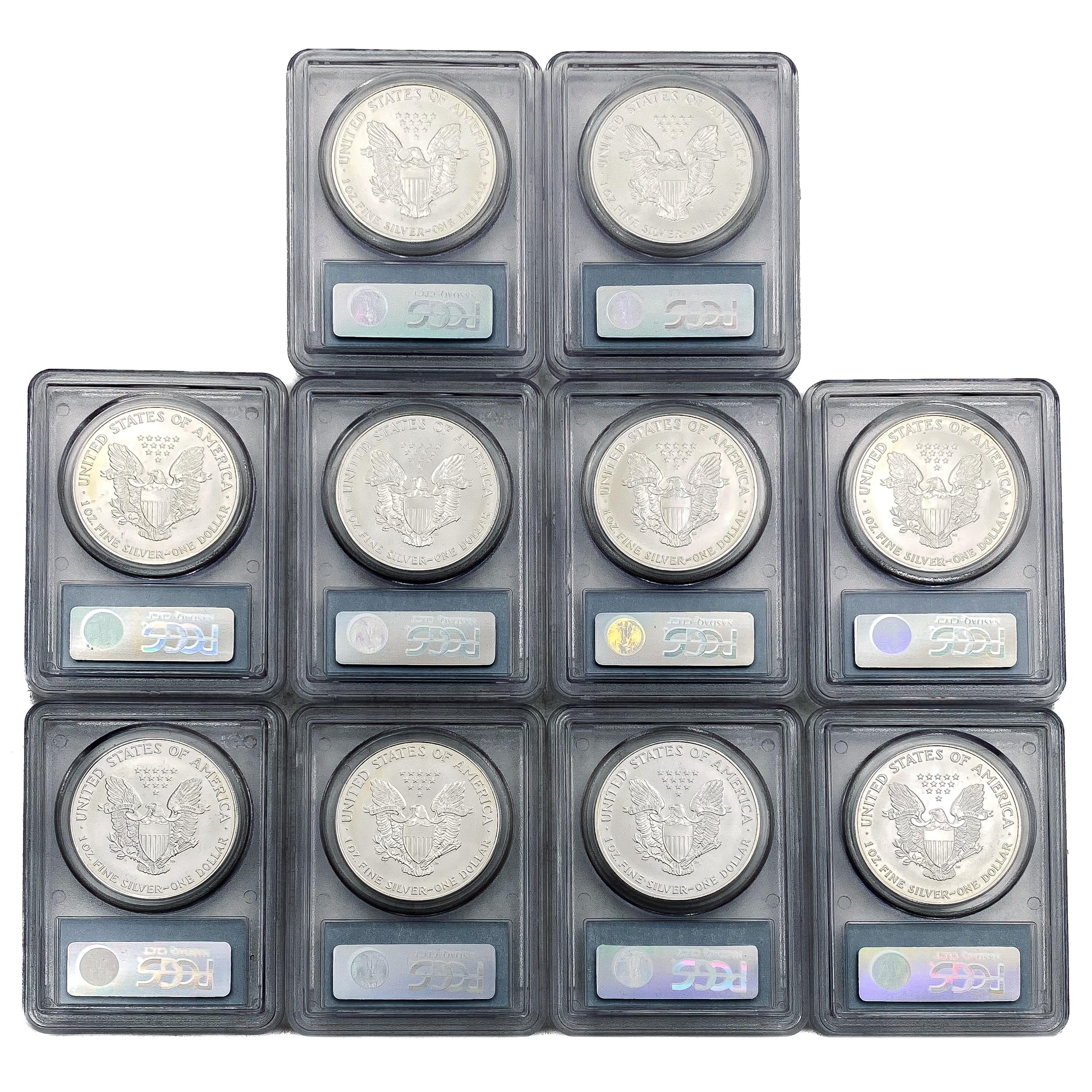 1994 American Silver Eagles PCGS MS69 [8 Coins]