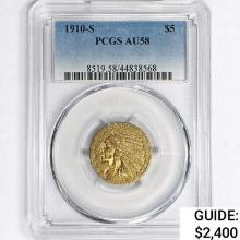 1910-S $5 Gold Half Eagle PCGS AU58