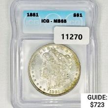 1881 Morgan Silver Dollar ICG MS65