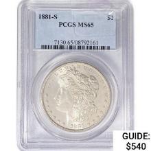 1881-S Morgan Silver Dollar PCGS MS65